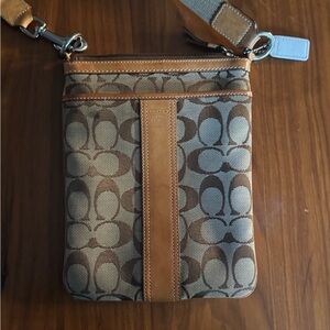 Vintage Coach Signature Brown and Tan Shoulder Bag Crossbody